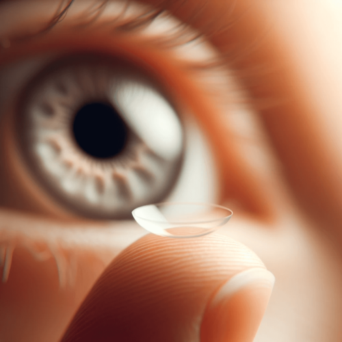 Kontaktlinse zum Wechsel auf dem Finger